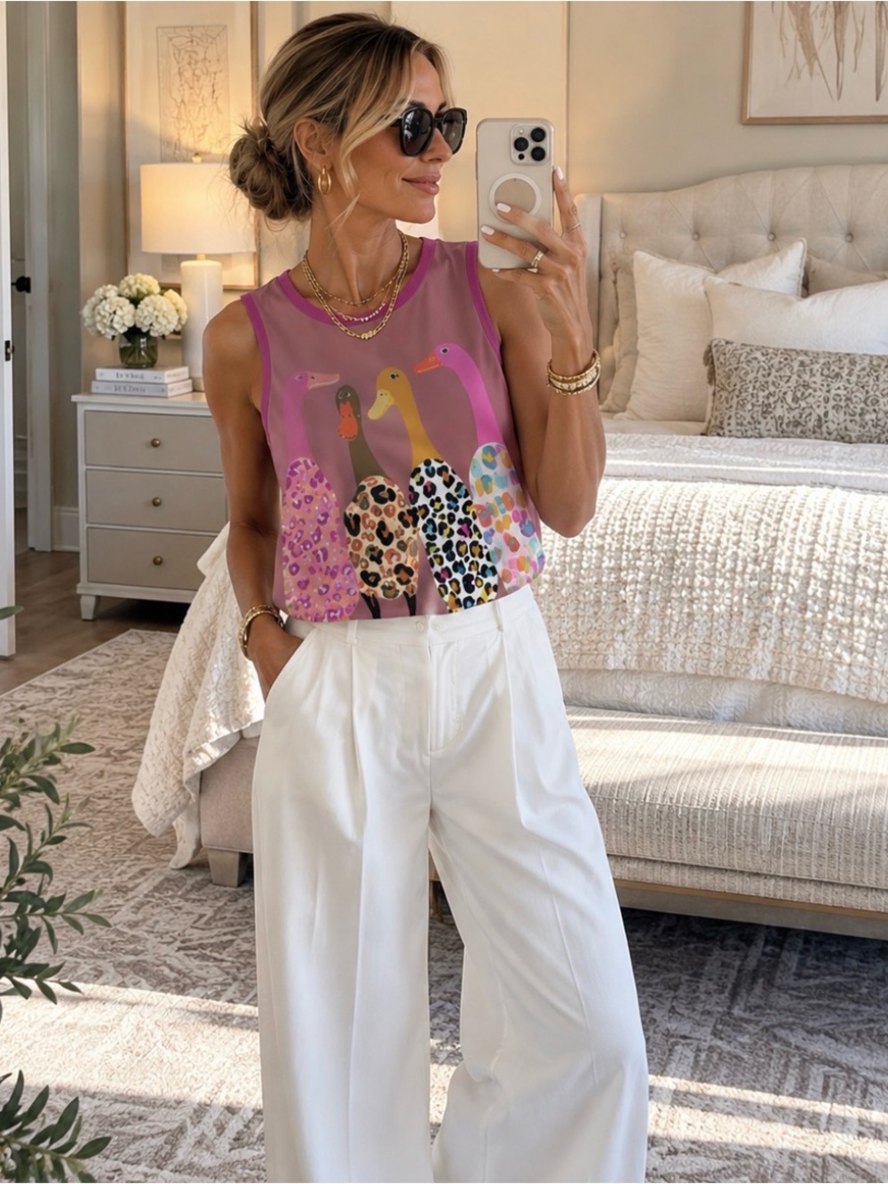 Farm Rio Style Duck Print Tank Anthropologie Lilly Pulitzer Inspired Top